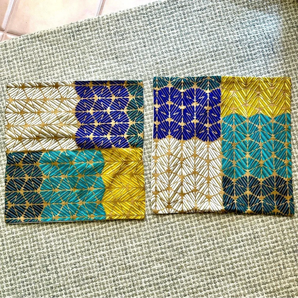 NWOT Set of‎ TWO Colorful Geometric Patterned Pillowcases